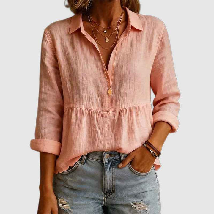 Women's Relaxed Fit Cotton V-Neck Top