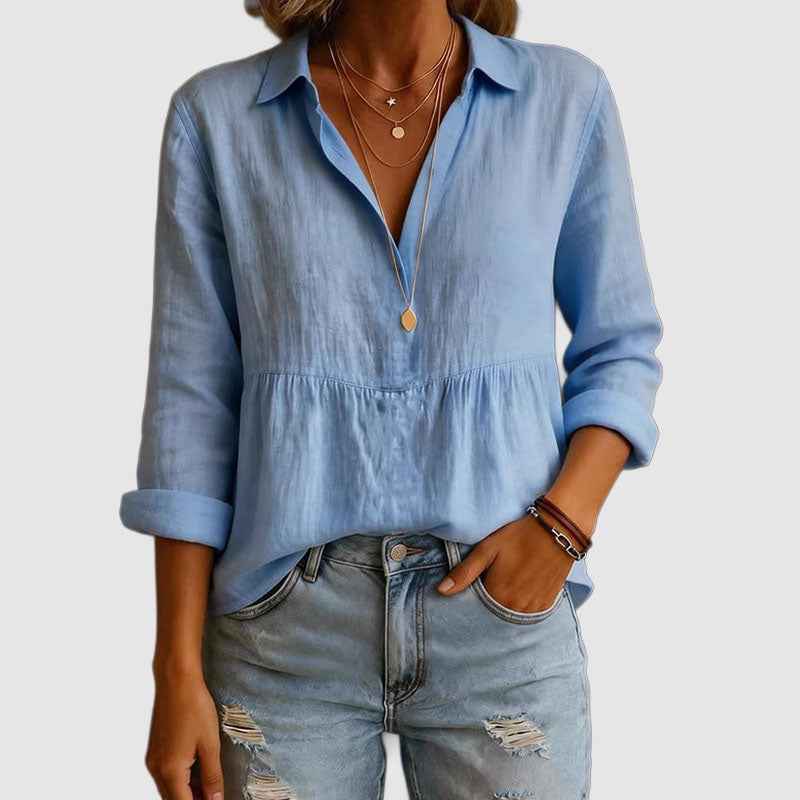 Women's Relaxed Fit Cotton V-Neck Top
