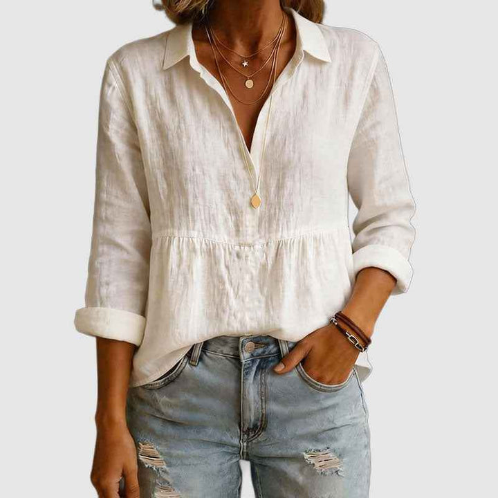 Women's Relaxed Fit Cotton V-Neck Top