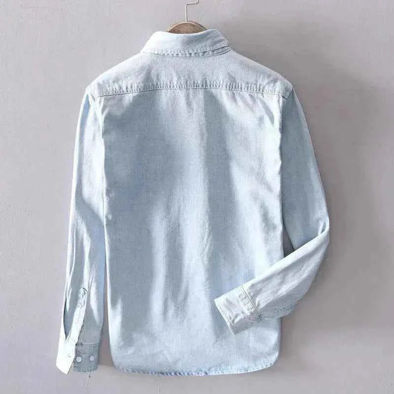 Men's Pure Cotton Denim Long-Sleeve Shirt