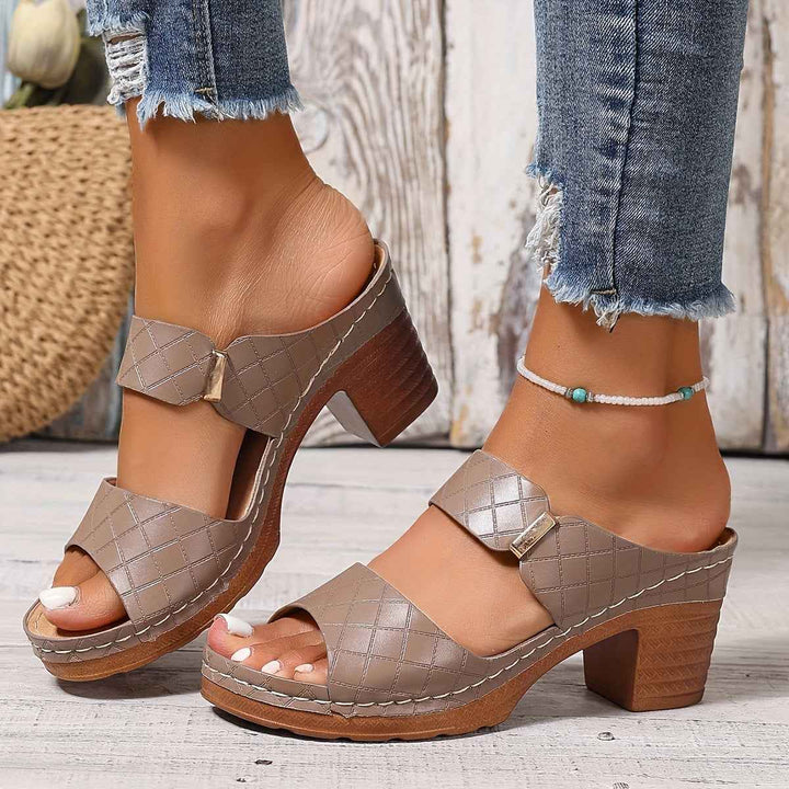 Emily | Women's Platform Sandals with Stable Heel and Comfort Bean Paste