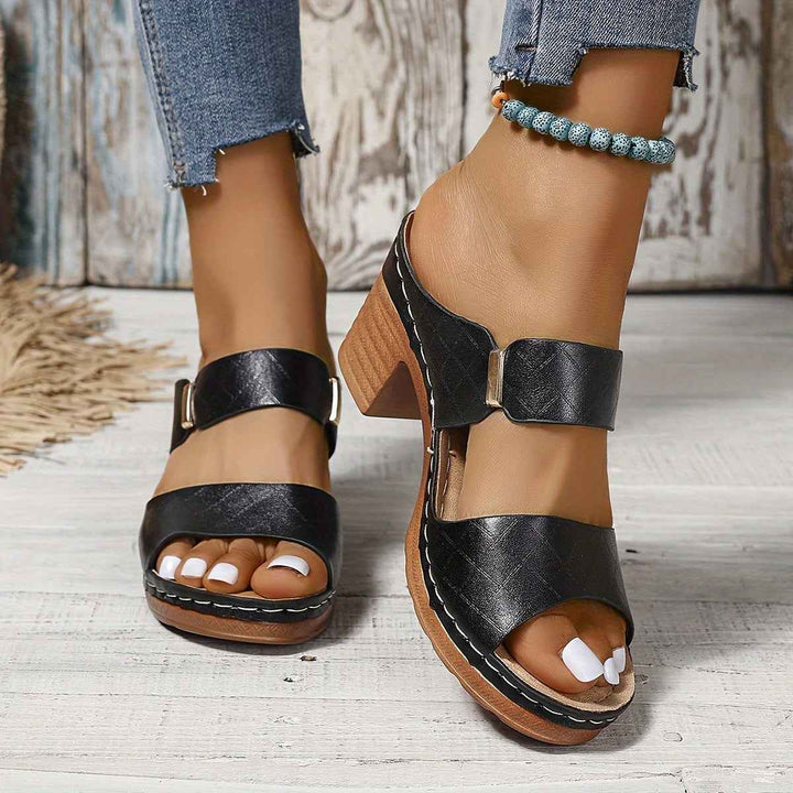 Emily | Women's Platform Sandals with Stable Heel and Comfort Black