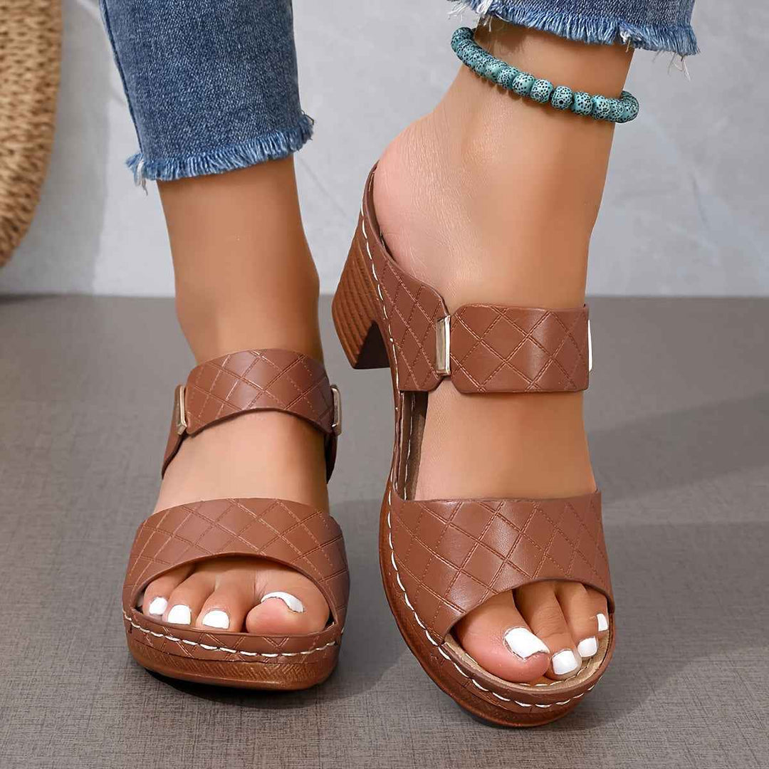 Emily | Women's Platform Sandals with Stable Heel and Comfort Light Brown
