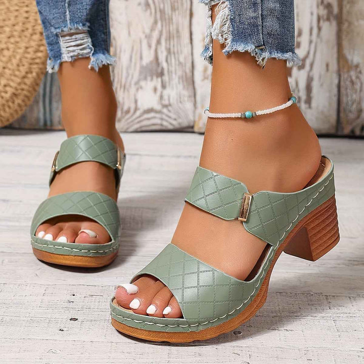 Emily | Women's Platform Sandals with Stable Heel and Comfort Olive