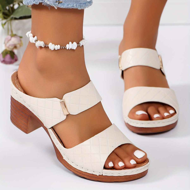 Emily | Women's Platform Sandals with Stable Heel and Comfort Beige