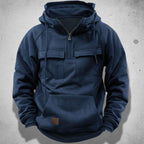 Men's Quarter-Zip Hoodie | Cozy Pullover with Zip Neck Navy Blue