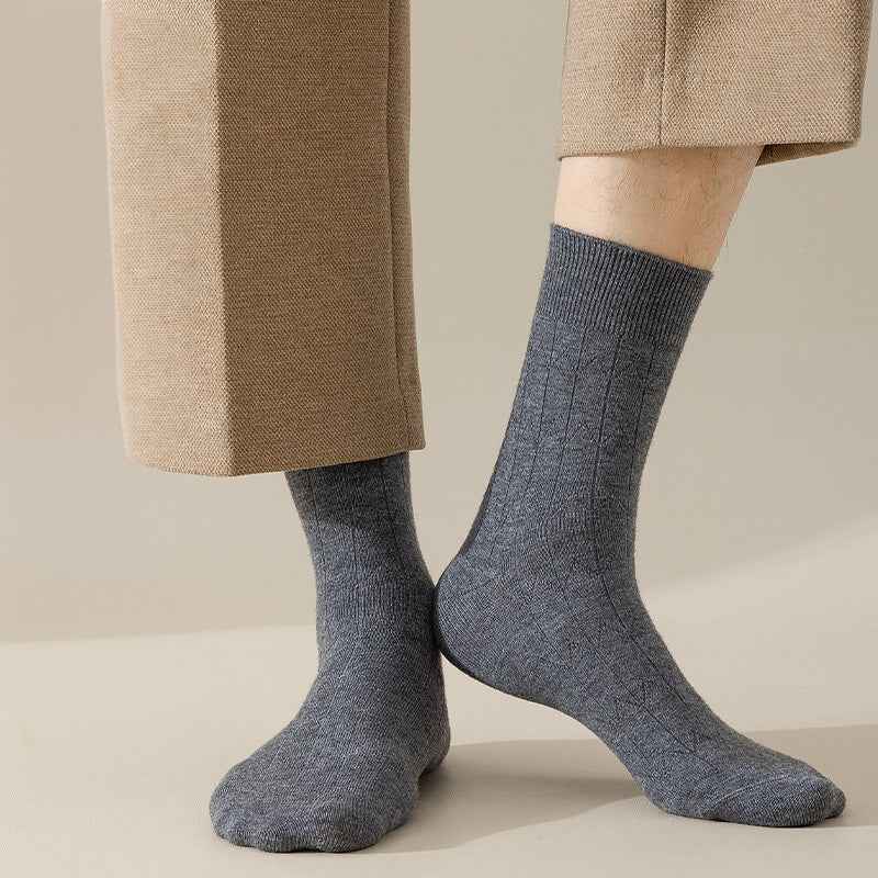 Ribbed Wool-Blend Crew Socks | Solid Length Design