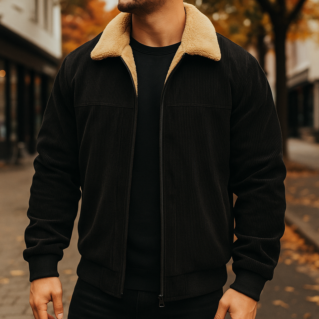 Velvet Fleece Jacket for Men- Cozy and Warm Black