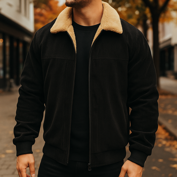 Velvet Fleece Jacket for Men- Cozy and Warm Black