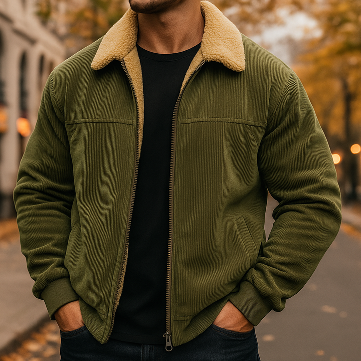 Velvet Fleece Jacket for Men- Cozy and Warm Khaki