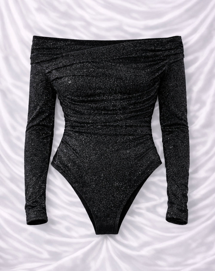 Dora | Women's Stylish Metallic Knit Bodysuit with Long Sleeves