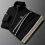 Men's Full-Zip Tracksuit - Stylish Athletic Wear Black