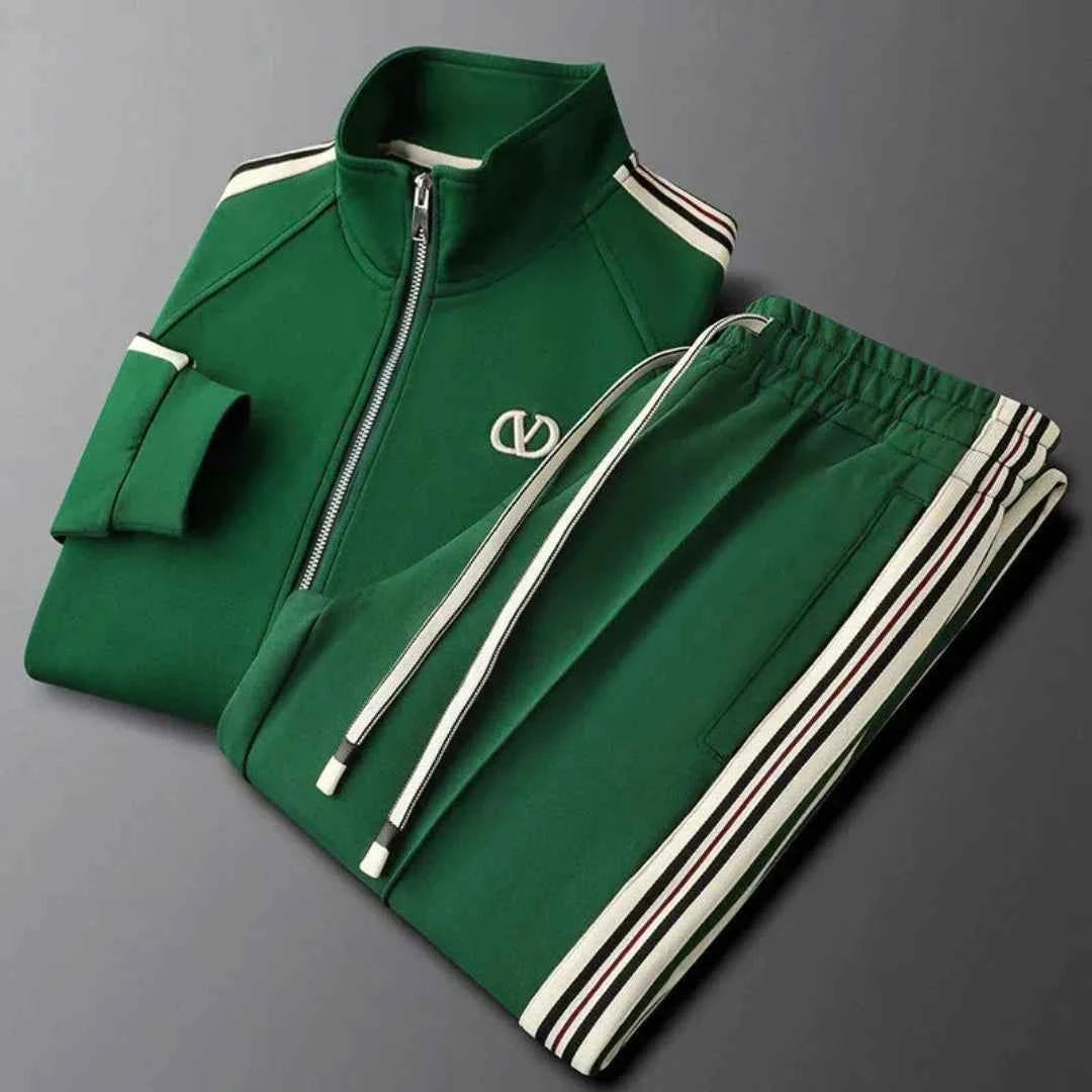 Men's Full-Zip Tracksuit - Stylish Athletic Wear Green