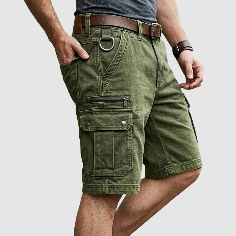 Men's Vintage Washed Cargo Utility Shorts Green