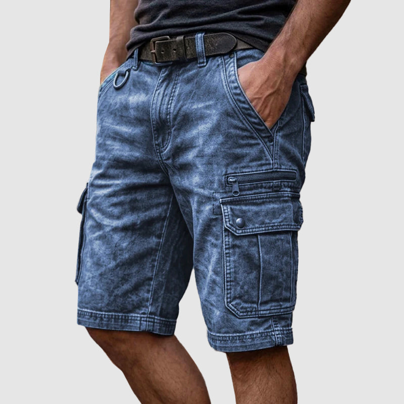 Men's Vintage Washed Cargo Utility Shorts Blue