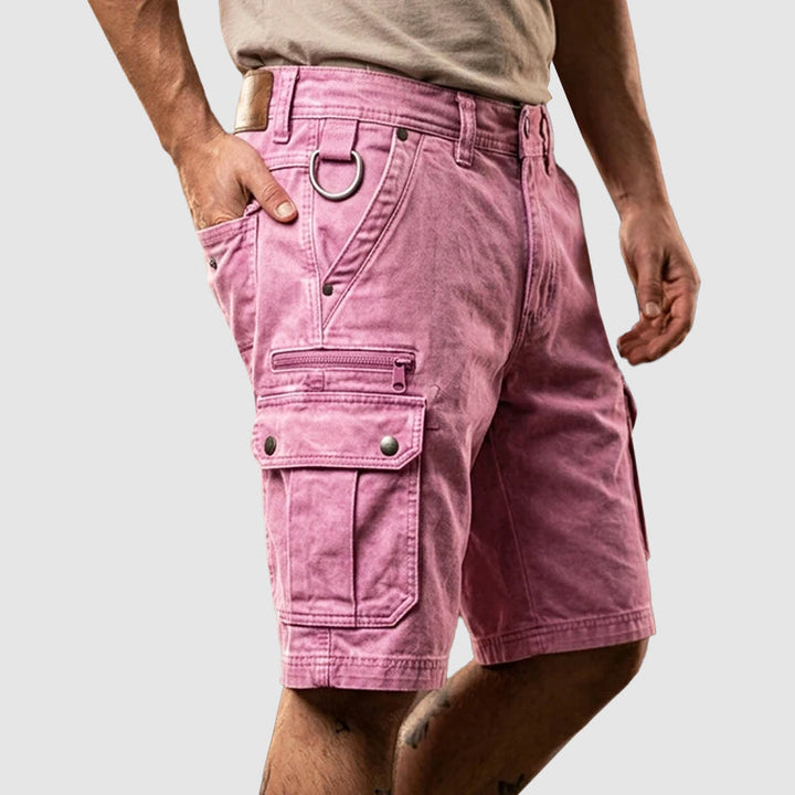 Men's Vintage Washed Cargo Utility Shorts Pink