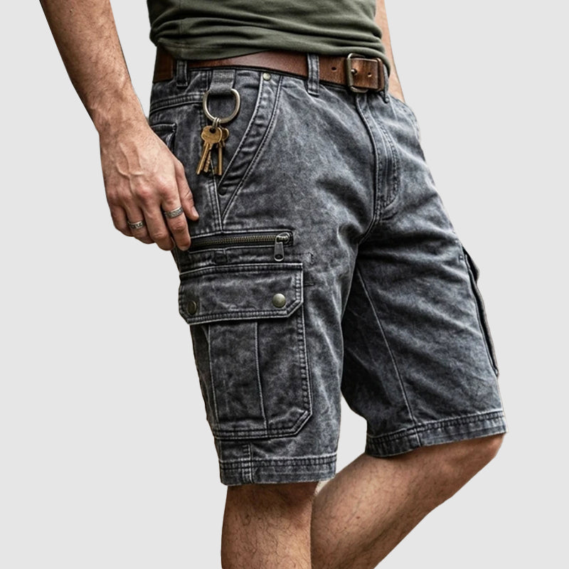 Men's Vintage Washed Cargo Utility Shorts Gray