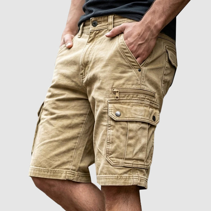 Men's Vintage Washed Cargo Utility Shorts Khaki