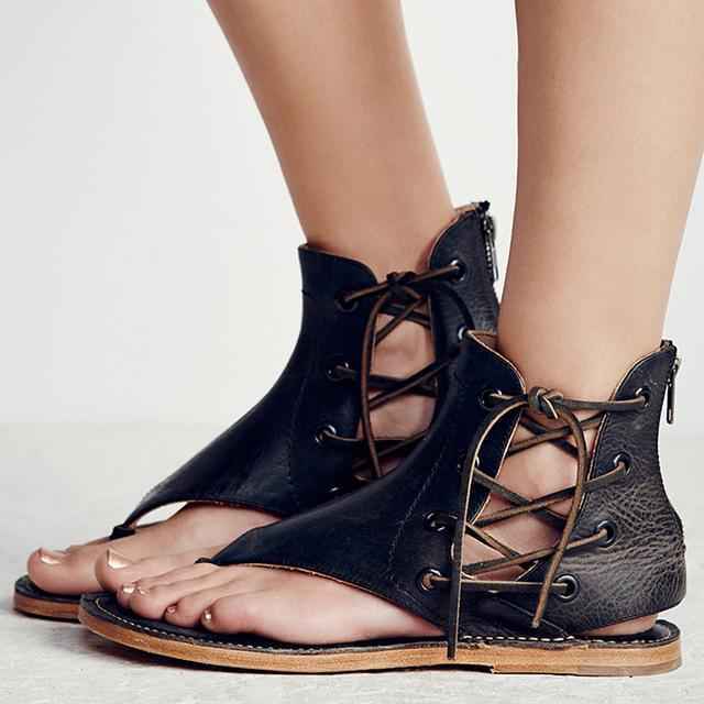 Vintage Bohemian Sandals Black