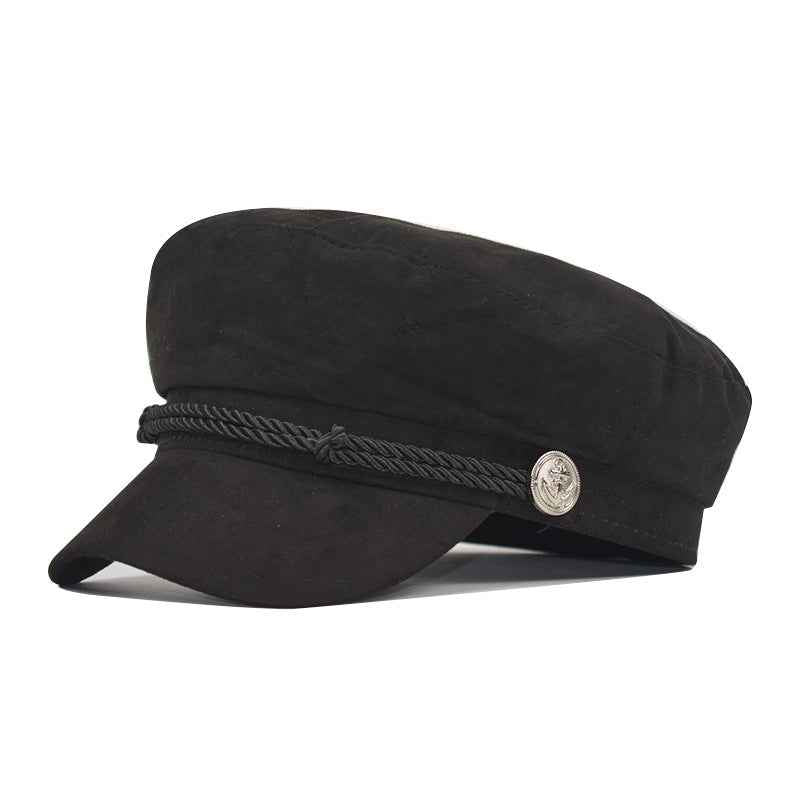 Vintage Deerskin Velvet Octagonal Hats - Luxurious Style for Every Occasion Black M