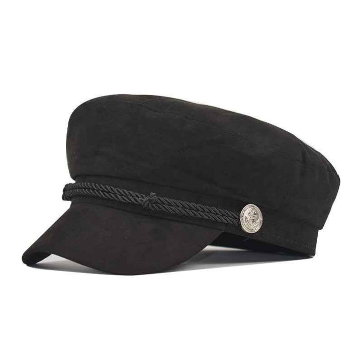 Vintage Deerskin Velvet Octagonal Hats - Luxurious Style for Every Occasion Black M