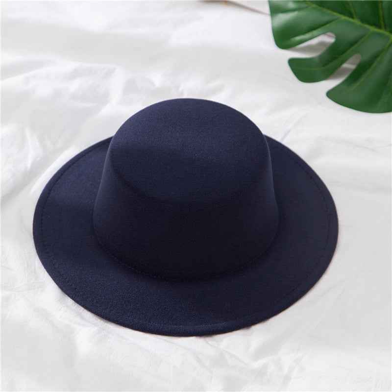 Vintage Gentleman British Style Woolen Hats For Men And Women Black adjustable