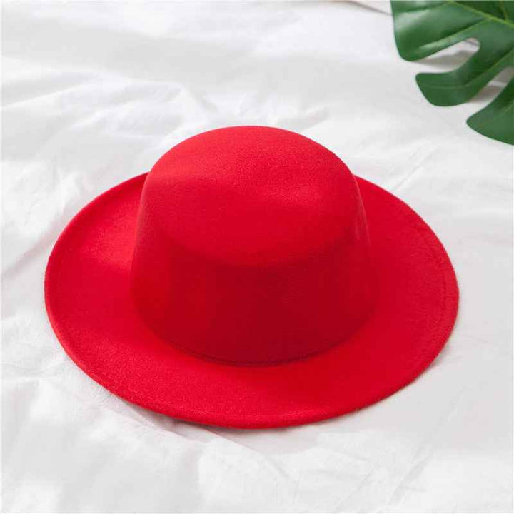 Vintage Gentleman British Style Woolen Hats For Men And Women Red adjustable