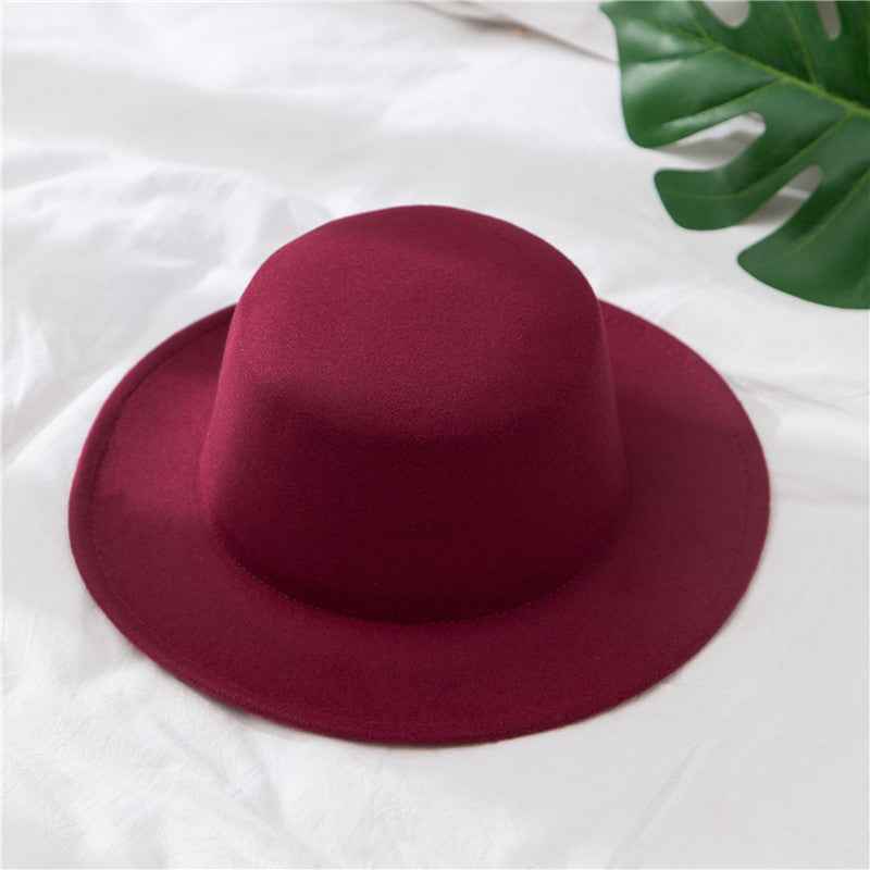 Vintage Gentleman British Style Woolen Hats For Men And Women Wine Red adjustable
