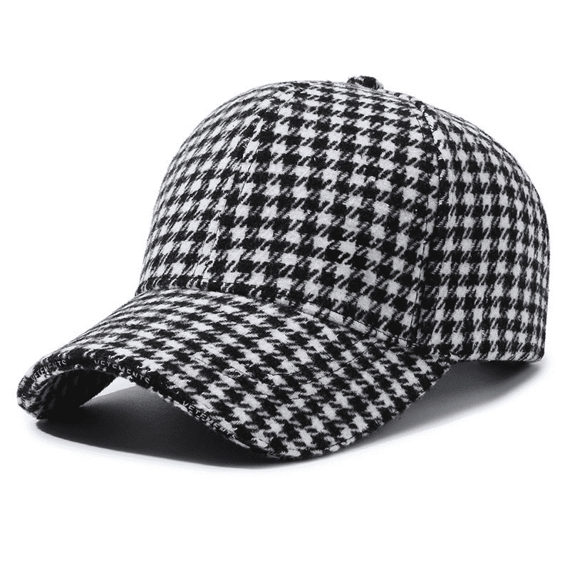 Vintage Houndstooth Cap Black