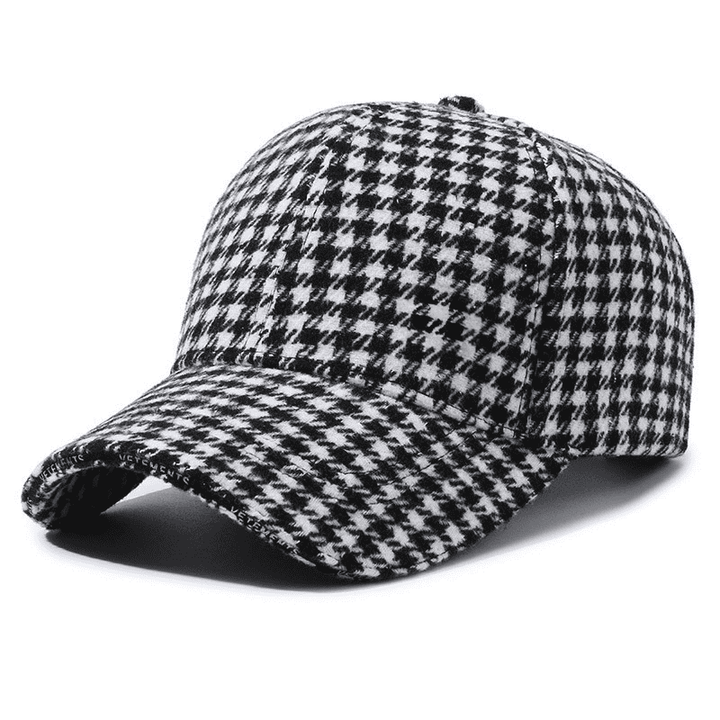 Vintage Houndstooth Cap Black