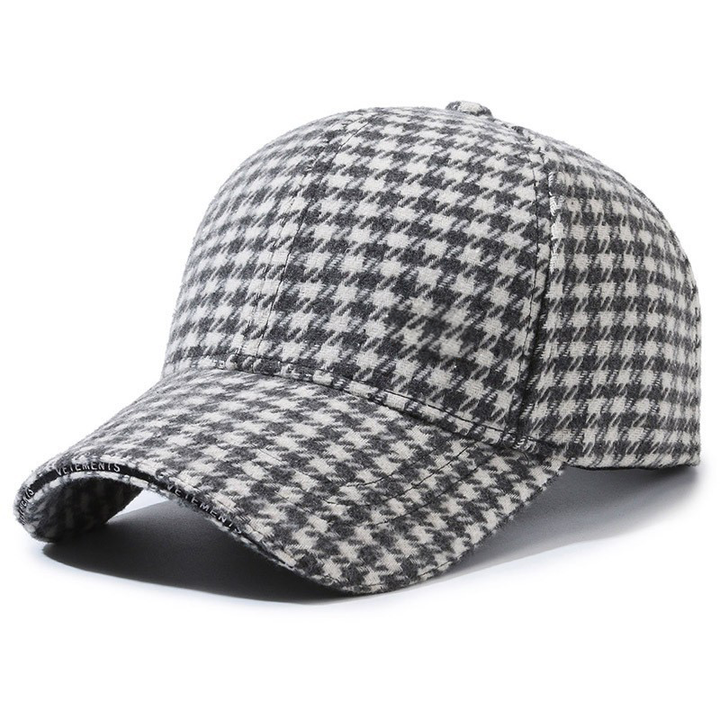 Vintage Houndstooth Cap Grey