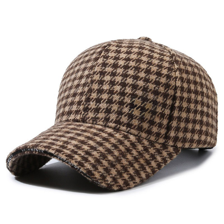 Vintage Houndstooth Cap Brown