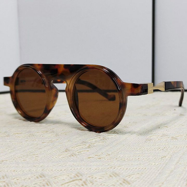 Vintage-Inspired Orbit Sunglasses Leopard Brown