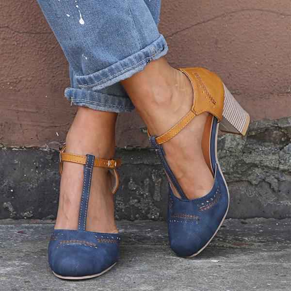 Vintalora | Women's Comfortable Black High Heels Blue