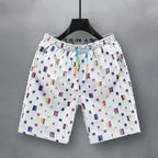 Men's Reflective Grid Denim Shorts White