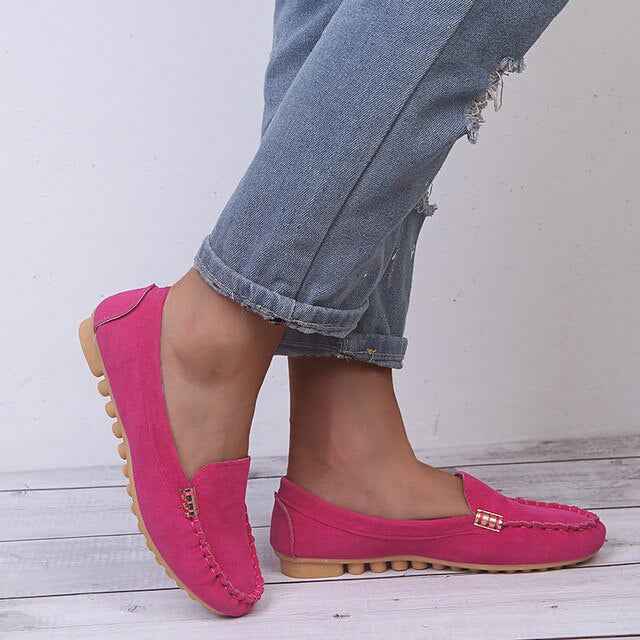 Women's Stylish Casual Slip-On Flat Loafers Pink Red