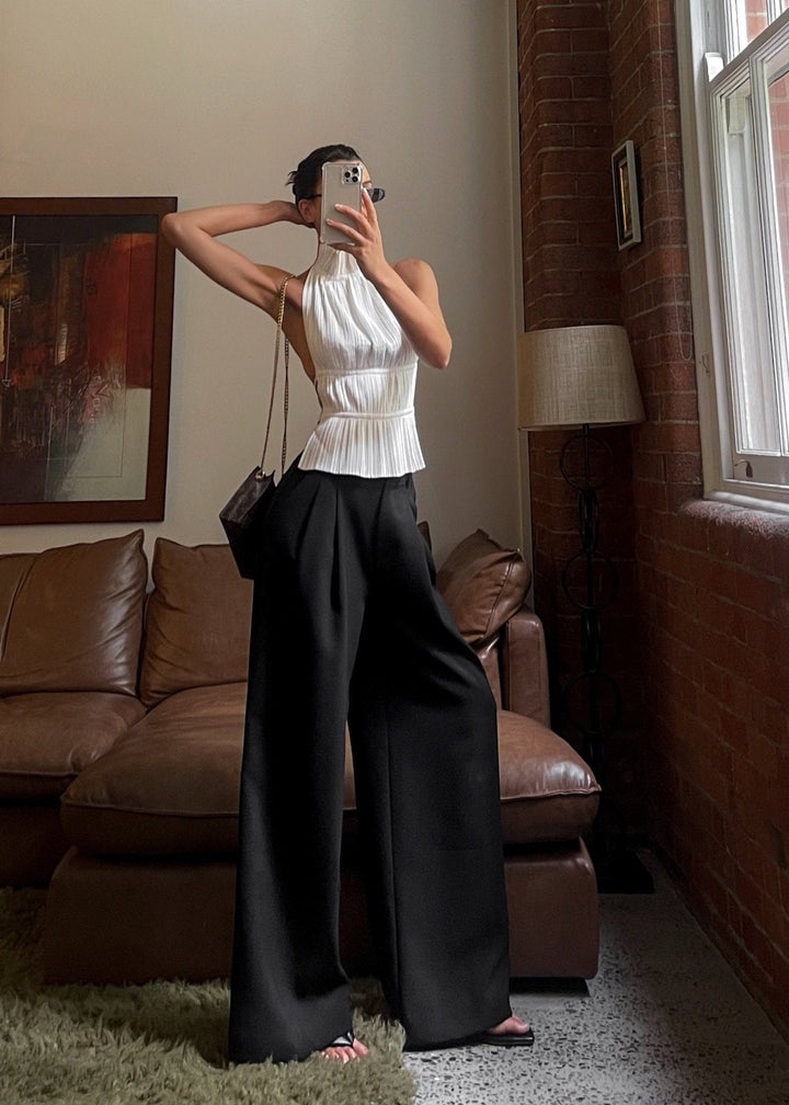 Mandi | Women's Black High Waist Palazzo Trousers
