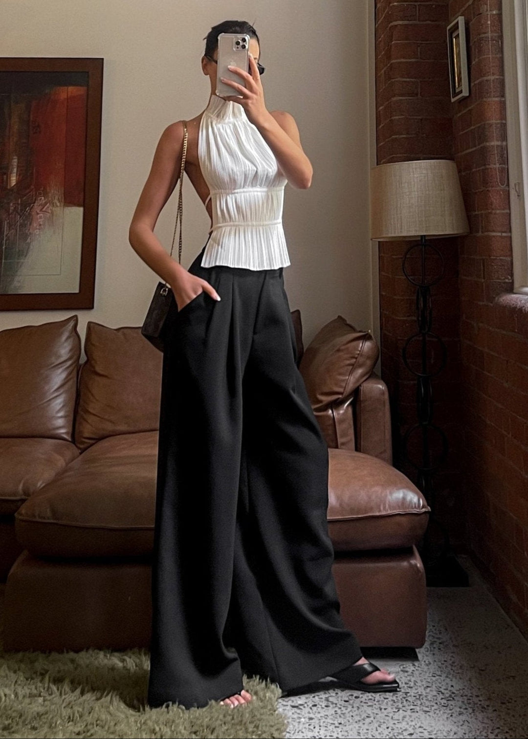 Mandi | Women's Black High Waist Palazzo Trousers