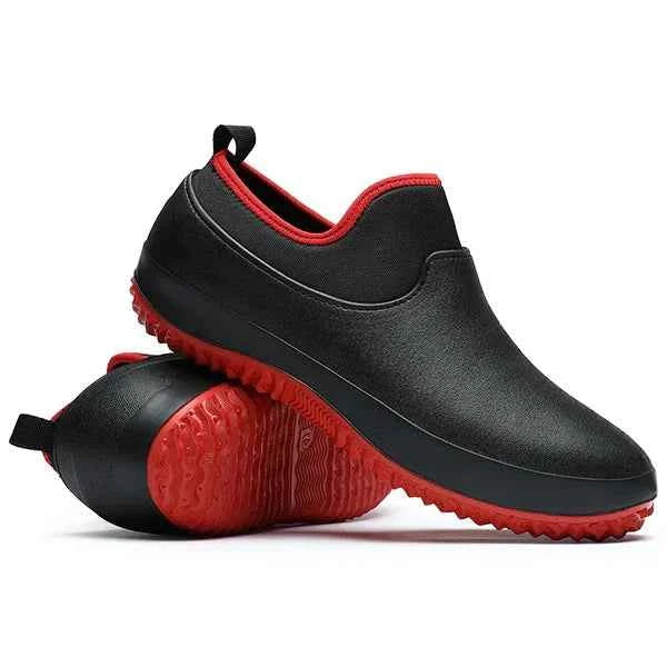 Men's Water-Resistant Slip-On Safety Work Shoes Red
