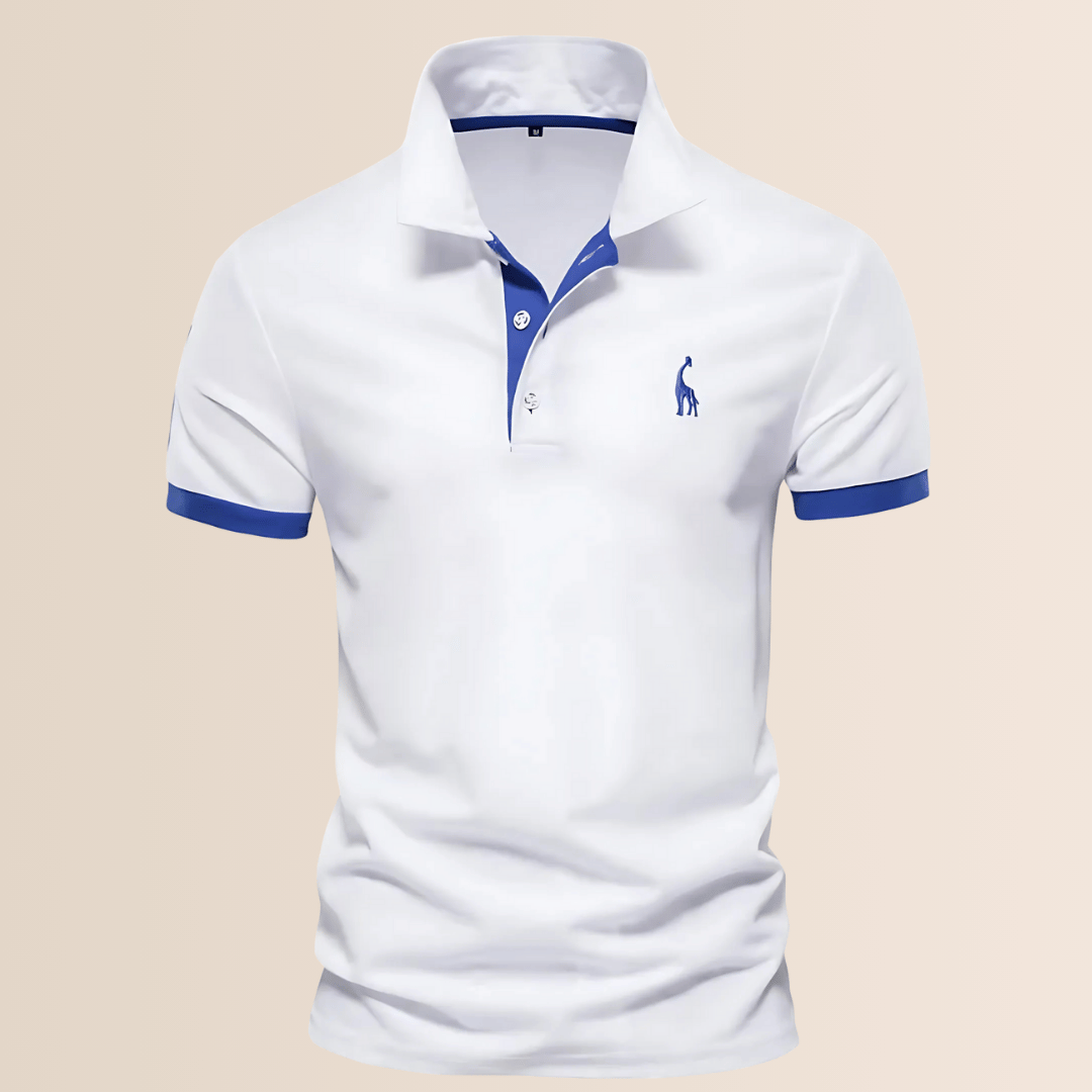 Men's Cotton Stand Collar Casual Polo Shirt White