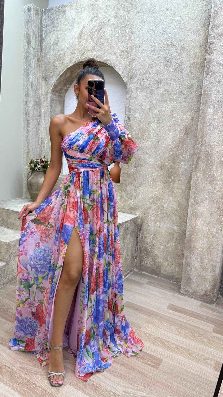 Whitney | Elegant Flowy Shoulder Dress for Summer Events