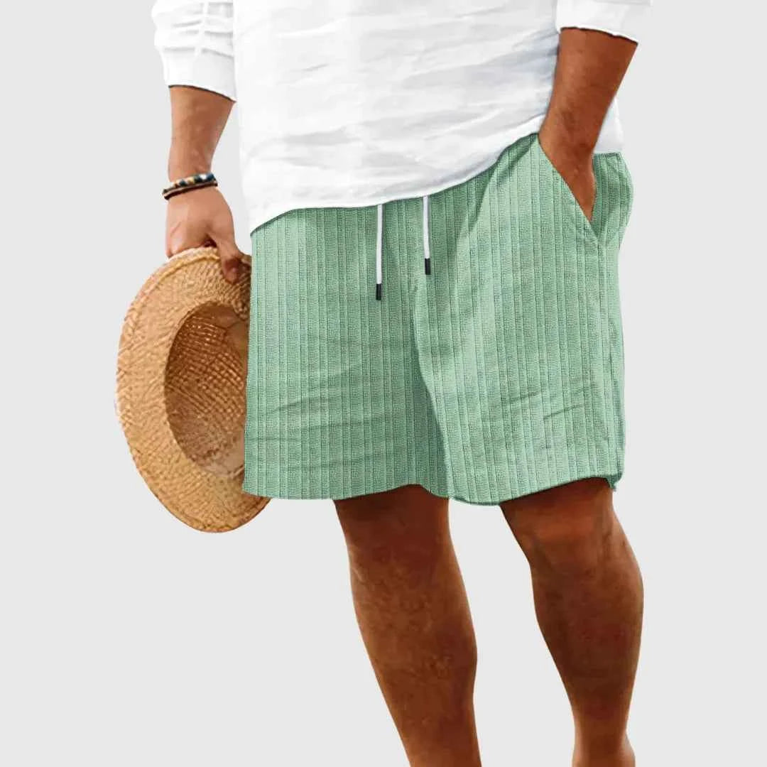 Men's Summer Striped Shorts - Willow Design Green