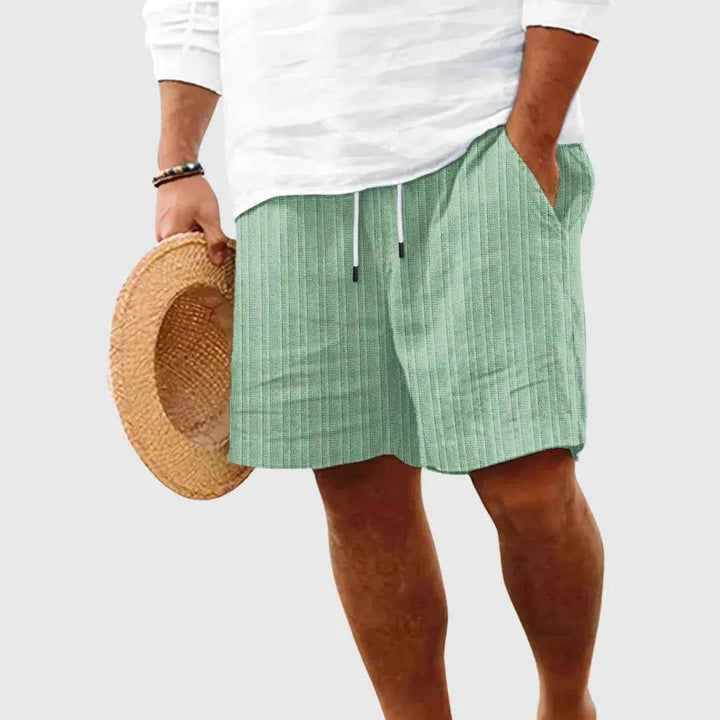 Men's Summer Striped Shorts - Willow Design Green