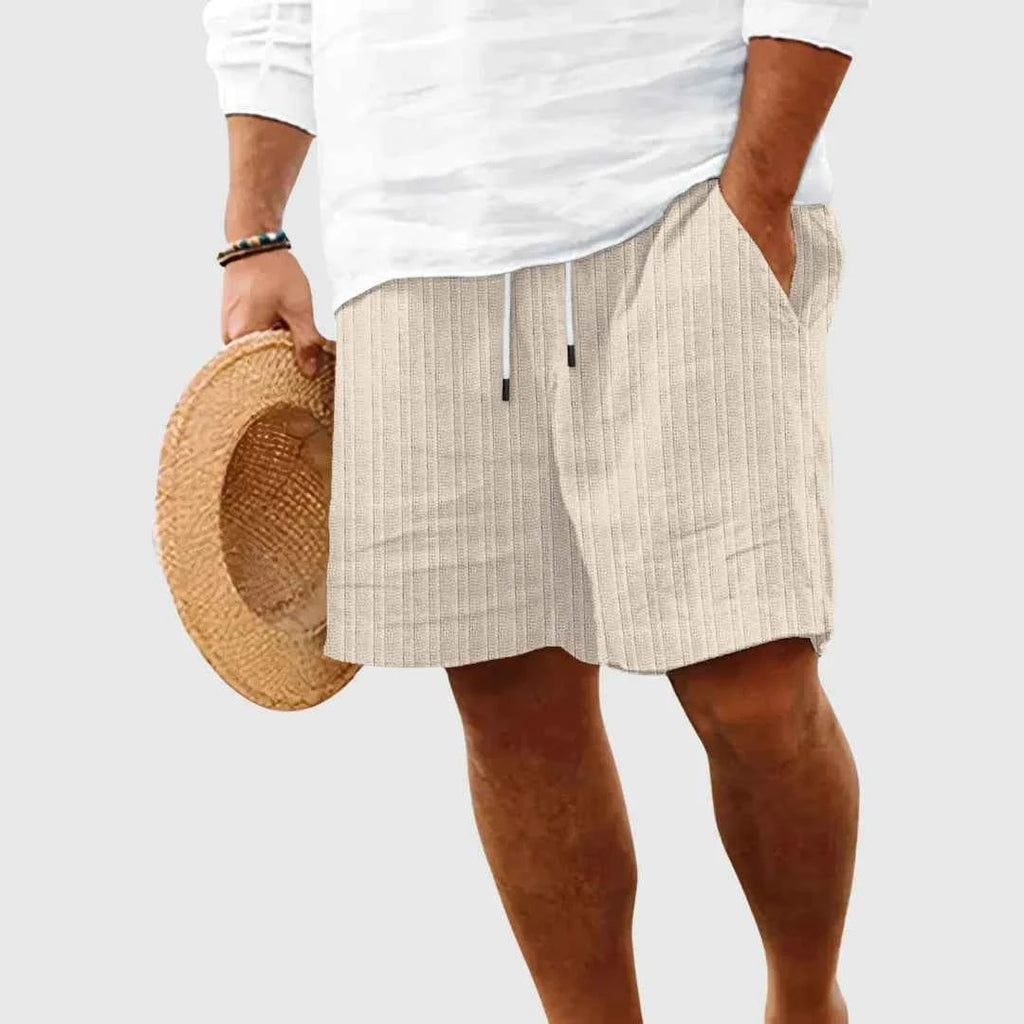 Men's Summer Striped Shorts - Willow Design Khaki