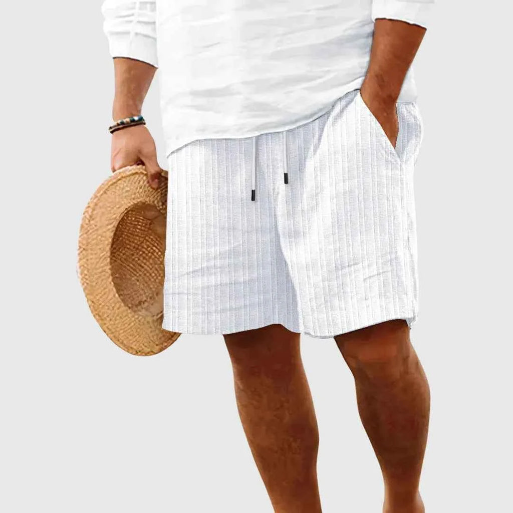 Men's Summer Striped Shorts - Willow Design White