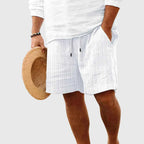 Men's Summer Striped Shorts - Willow Design White