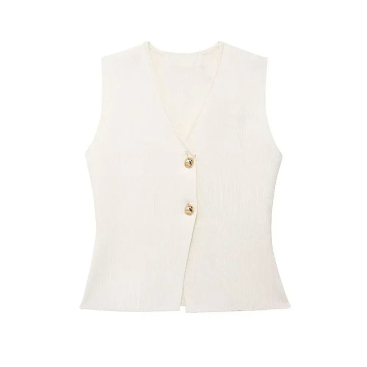 Imara | Women's Sleeveless Gilet Top - Elegant and Minimalistic White