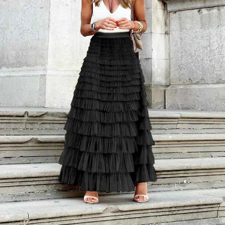 Theresa | Elegant Tulle Midi Skirt for Women Black
