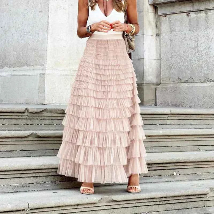 Theresa | Elegant Tulle Midi Skirt for Women Pink