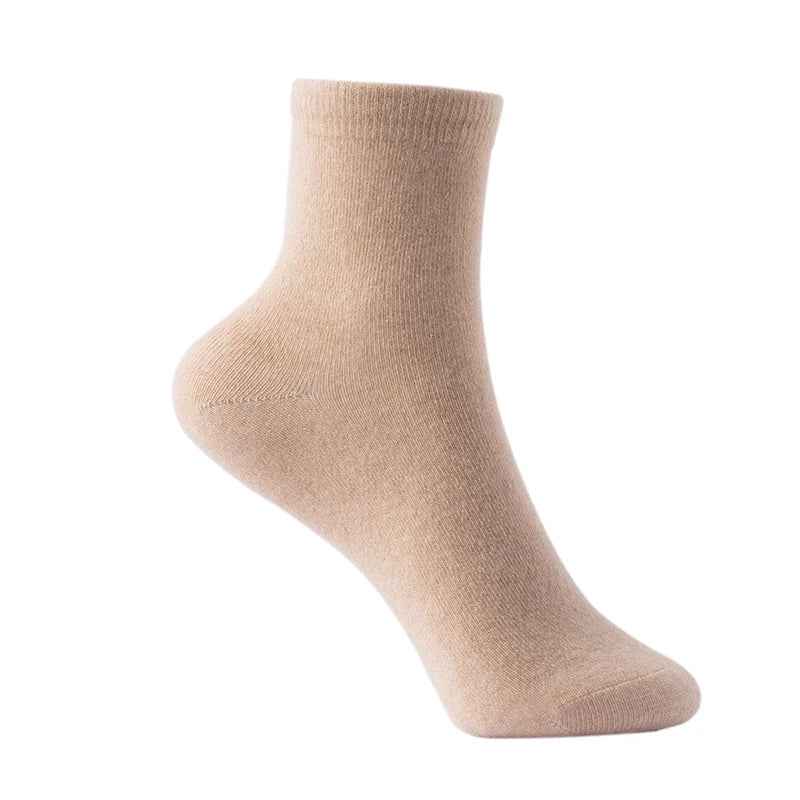 Form-Fitting Solid Ribbed Cuff Ankle Socks Beige One Size Fits Most